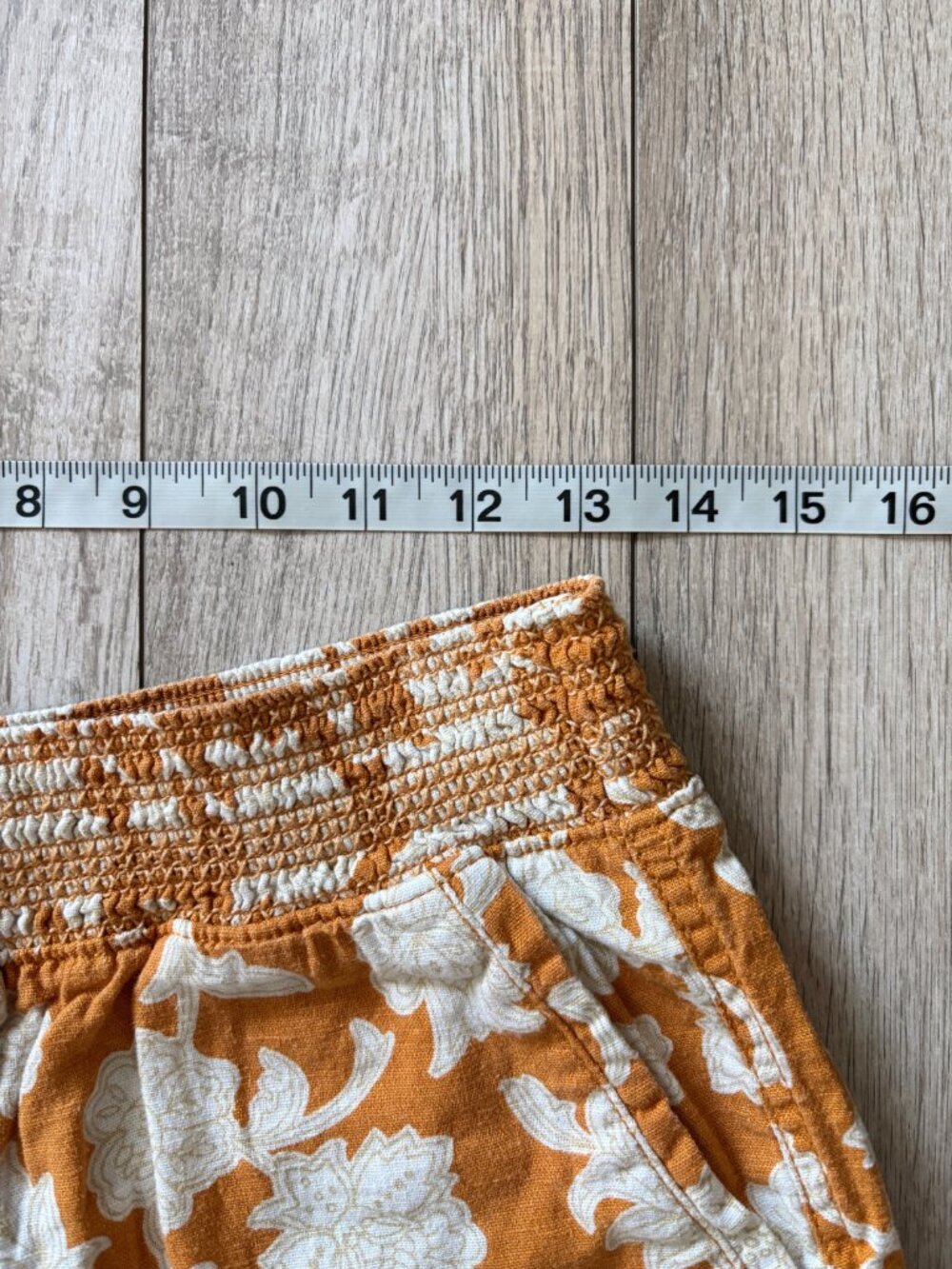 Briggs Linen Blend Floral High Waist Pull On Shorts Orange Womens Medium Boho - Picture 5 of 11